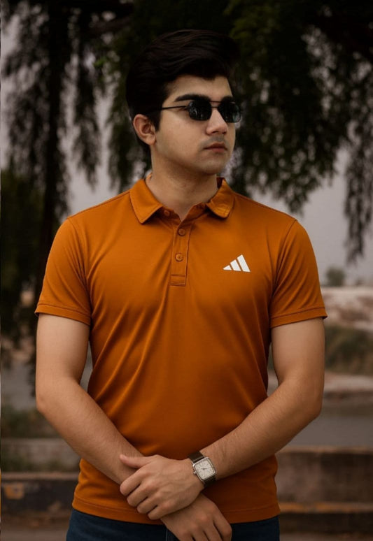 Adidas Premium Polo Shirt Rust Orange