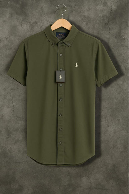 Olive Green Polo Shirt Short Sleeve