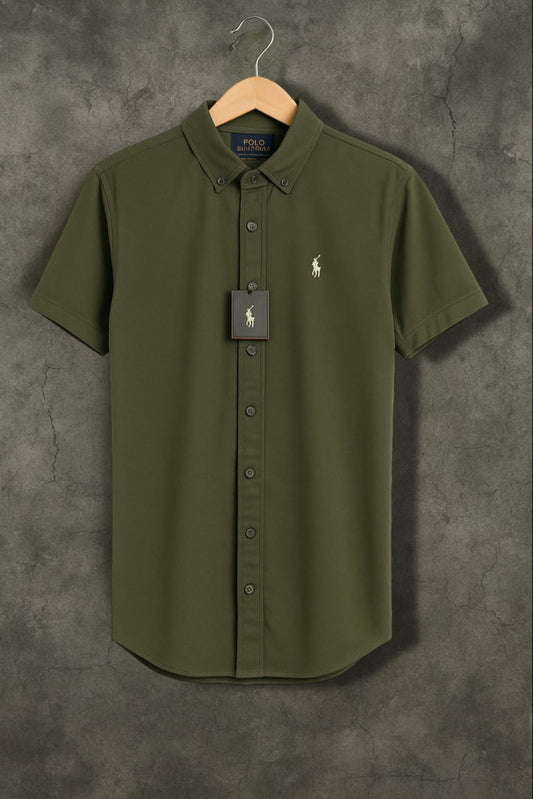 Olive Green Polo Shirt Short Sleeve