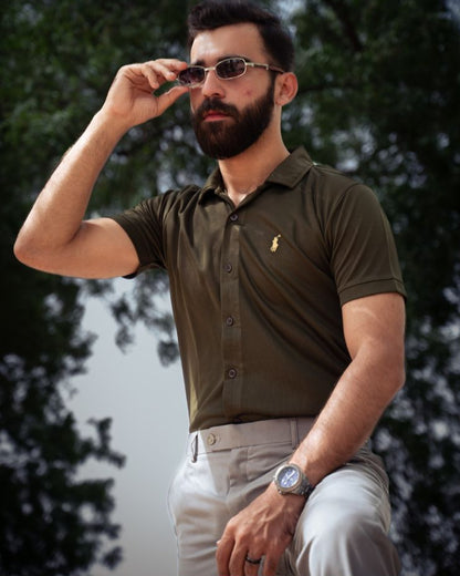 Olive Green Polo Shirt Short Sleeve